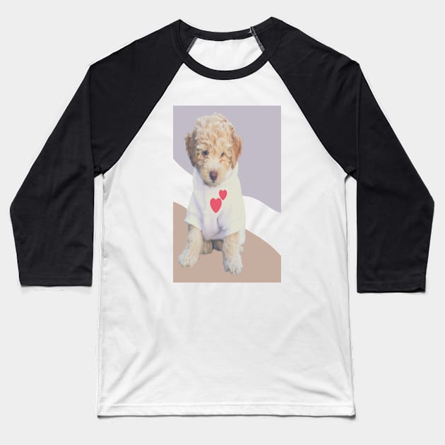 Cute Puppy Baseball T-Shirt by BRIJLA